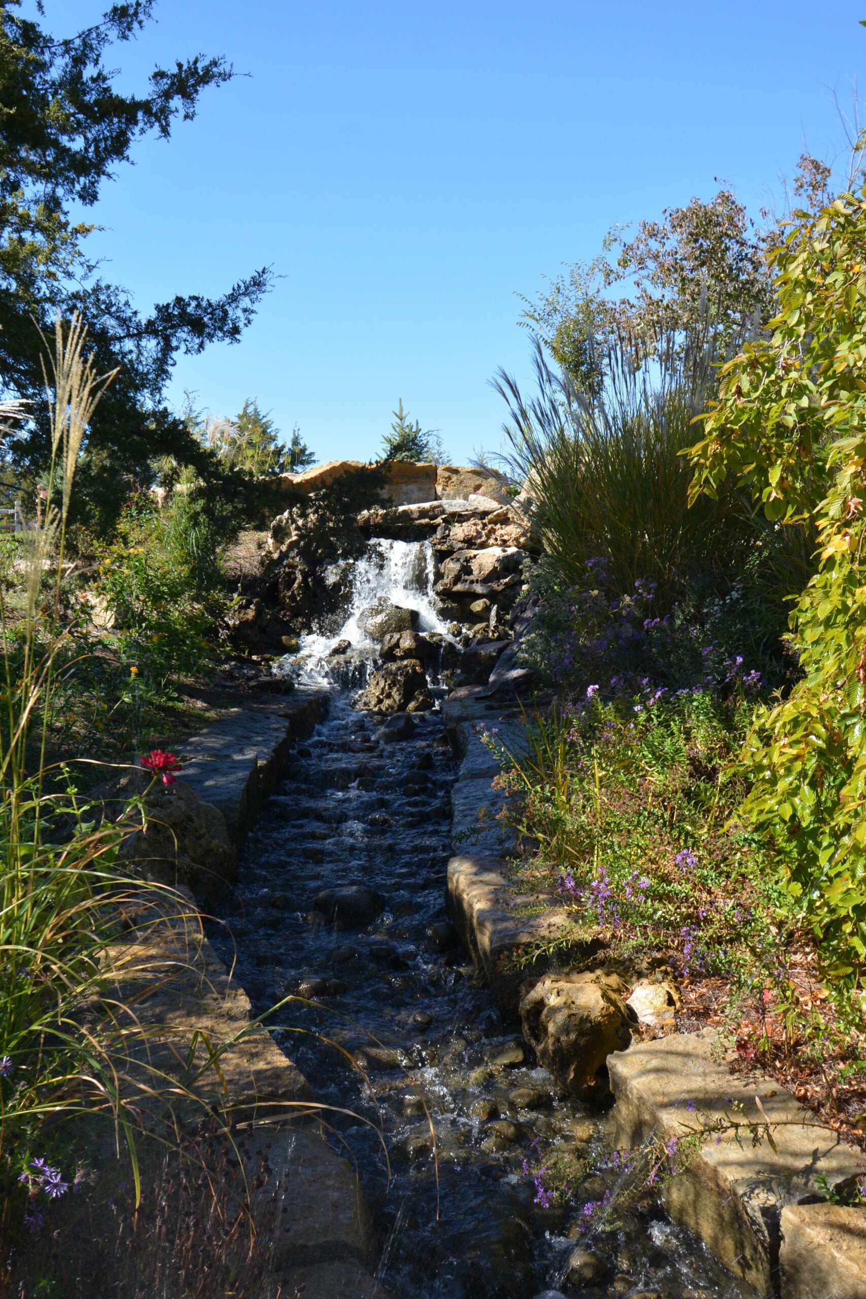 Manmade Pond With A Waterfall